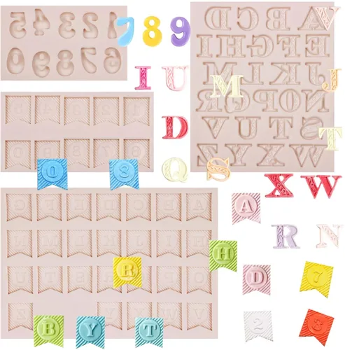 Miniatura 11 de Moldes de silicona de chocolate, 0-9 números de silicona para fondant para decoración de alfabeto de pastel de cumpleaños 2 moldes de chocolate