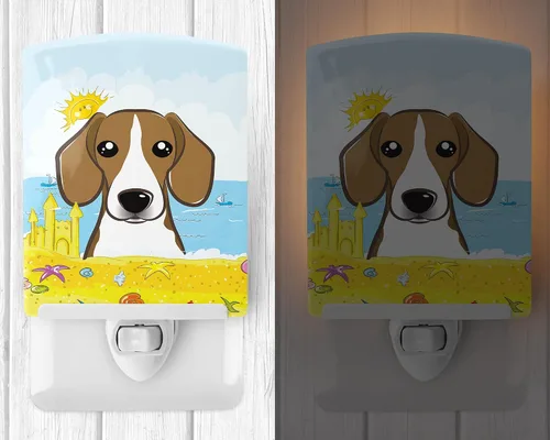 Miniatura 2 de Caroline's Treasures BB2107CNL Beagle Summer Beach - Luz nocturna de cerámica compacta, certificado UL, ideal para dormitorio, baño, guardería