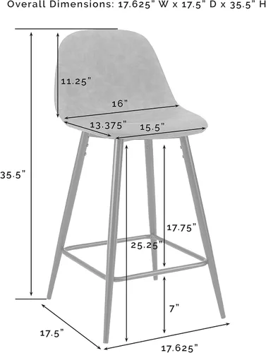 Miniatura 3 de Crosley Furniture Weston - Juego de 2 taburetes de bar tapizados con altura de mostrador, color marrón desgastado/negro mate