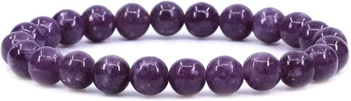 Miniatura 29 de Amandastone Pulsera elástica de cuentas redondas de 0.315 in con piedras preciosas naturales de 7 pulgadas