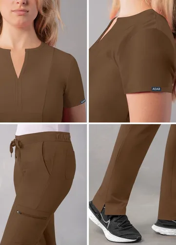 Miniatura 4 de Adar Addition Go-Higher - Juego de uniforme quirúrgico para mujer, camiseta con muescas y cuello en V, pantalones cargo quirúrgicos y ajustados