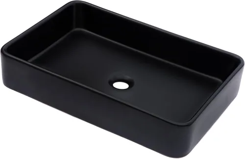 Miniatura 24 de Lordear Lavabo Rectangular de Baño Tipo Vasija 24X14 Pulgadas Lavabos de Baño Blancos de 24 Pulgadas con Borde Negro Lavabo de Cerámica Sobre