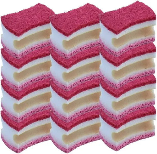 Miniatura 12 de Esponja exfoliante antiarañazos con un agarre cómodo, esponja de cocina resistente de doble cara, esponja de celulosa, sin arañazos, con juego