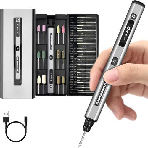 Miniatura 9 de Mini bolígrafo de grabado: herramienta portátil inalámbrica definitiva para artistas y aficionados al bricolaje, graba más de 50 superficies, apto