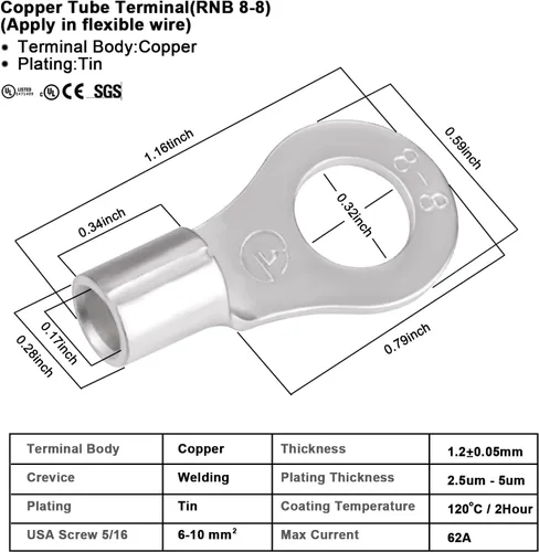 Miniatura 7 de iGreely Cable de calibre 10, cable solar a anillo tórico, kit de adaptador de panel solar, conector de cable para controlador de carga solar de RV