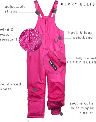 Miniatura 2 de Perry Ellis Babero de nieve para niños Pantalones de nieve aislados impermeables con puño de cremallera segura Pantalones de invierno para niñas