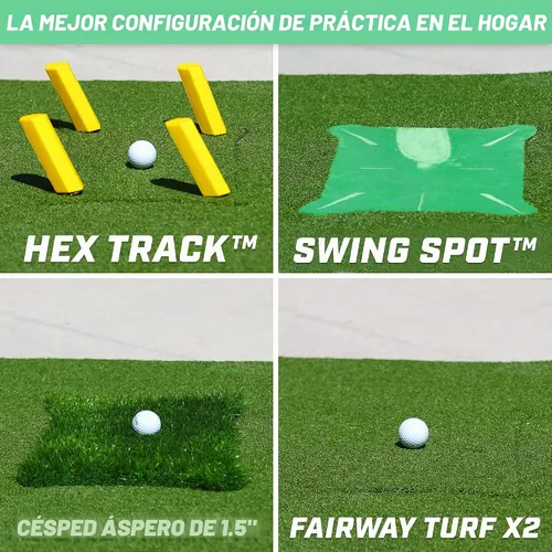 Miniatura 4 de GoSports Tapete de práctica de golf de 5 pies x 4 pies PRO, incluye 5 inserciones intercambiables para la instrucción definitiva en casa