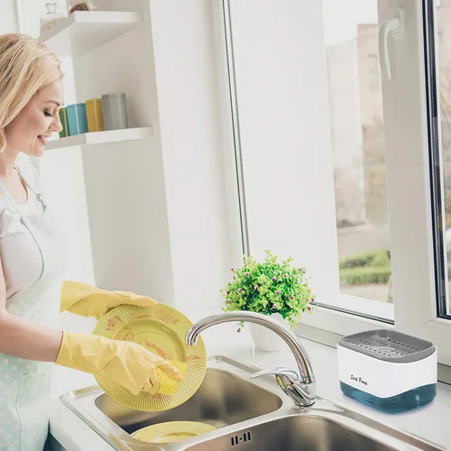 Miniatura 2 de Dispensador de jabón de calidad premium para cocina - Dispensador de líquido lavavajillas con soporte para esponja, bomba de fregadero y soporte