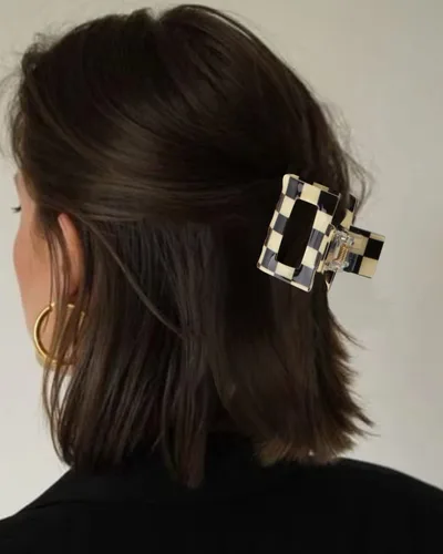 Miniatura 5 de Airsky Paquete de 6 pinzas para el cabello a cuadros, pinzas cuadradas medianas para el cabello, 2 x 2 x 1.1 pulgadas, talla única, diseño