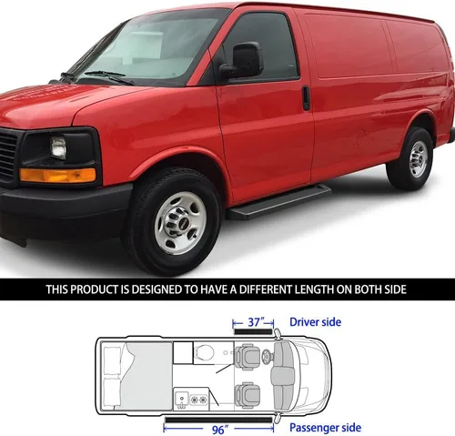 Miniatura 6 de APS Estribos de 6 pulgadas, color negro mate, compatibles con Chevy Express GMC Savana 1500 2500 3500 2003-2026 Van de tamaño completo de 3 puertas