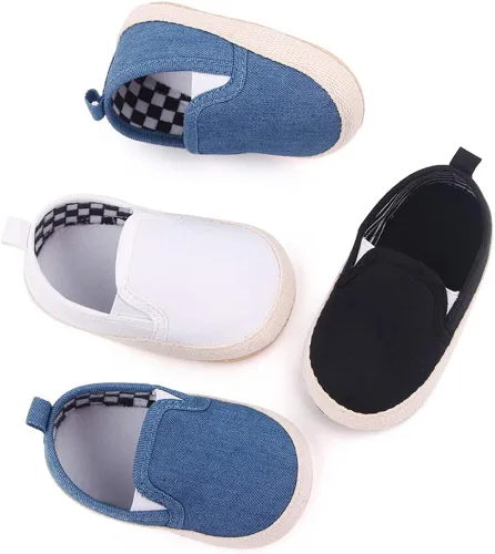 Miniatura 3 de Clowora Unsex - Zapatos de lona para niños y niñas, para recién nacidos, antideslizantes, suela suave, zapatos casuales para cuna, zapatos planos