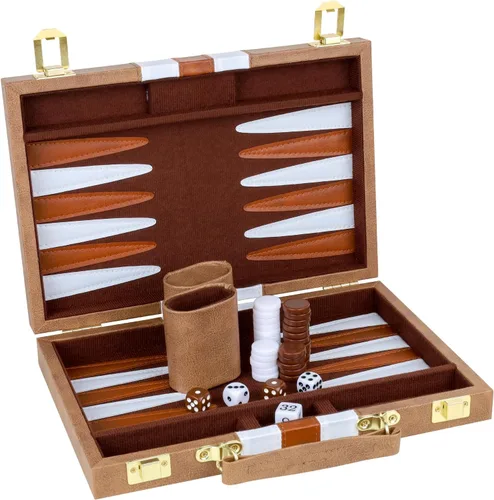 Miniatura 18 de Backgammon - Juego de 2 jugadores clásico de backgammon para adultos, juego de mesa con funda de piel sintética, portátil y juego de backgammon