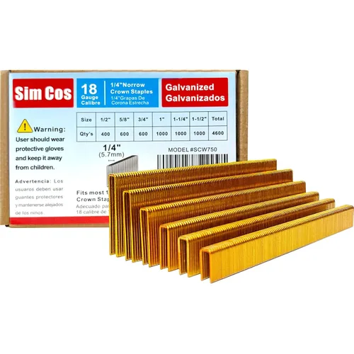 Miniatura 12 de Grapas de corona estrecha de calibre 18 de 1/4 de pulgada, grapas de tapicería galvanizadas para grapadora neumática o eléctrica de 18 GA o pistola