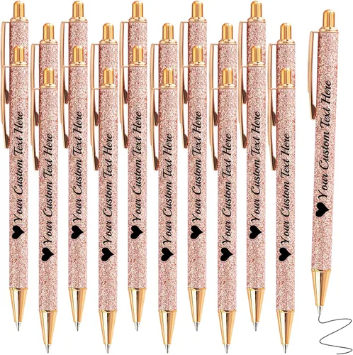 Miniatura 31 de Hasta 100 bolígrafos personalizados a granel con nombre, bolígrafo con purpurina personalizable, logotipo de negocios, mensaje de texto, regalo