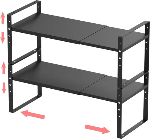 Jojocross Estante Expandible Apilable para Especias Organizador de Estante de Gabinete en Gabinetes Estantes Cocina Organización de Alacena Apilar 2