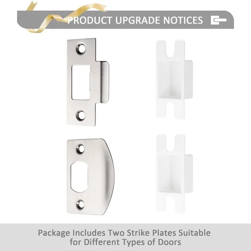 Miniatura 6 de Probrico Paquete de 20 manijas de puerta de níquel cepillado para puertas interiores de baño, herrajes para puerta de baño, pomo de puerta de níquel