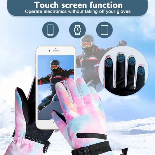 Miniatura 2 de Durio Guantes de esquí para hombres y mujeres, guantes de nieve impermeables para hombres y mujeres, guantes de snowboard de invierno con pantalla