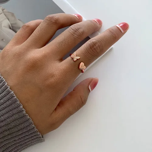 Miniatura 6 de Sora Tuki Anillo con inicial para mujer, anillo de letra de oro, anillos con inicial de plata para adolescentes y niñas, anillos ajustables de oro