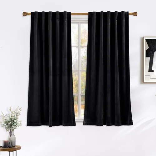 Miniatura 34 de NICETOWN Cortinas blancas extralargas de 144 pulgadas para telón de fondo, cortinas de terciopelo con aislamiento térmico y reducción de ruido