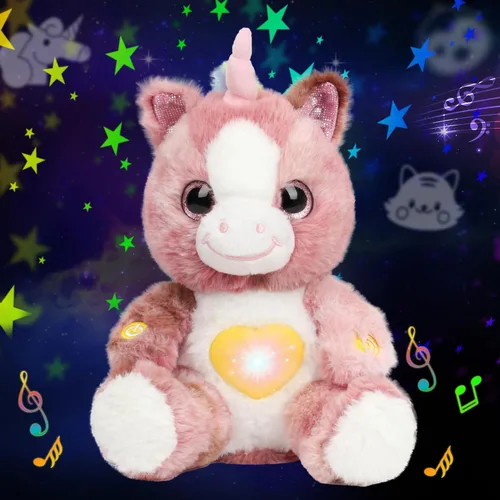 Miniatura 16 de Peluche de panda con proyector de estrellas musicales, luz nocturna ajustable, canta, animales de peluche iluminados, juguetes de peluche