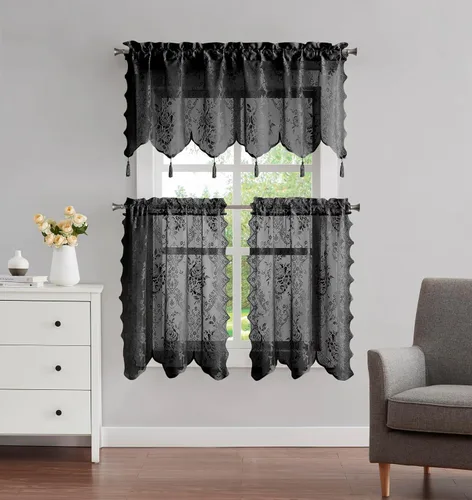 Miniatura 25 de Warm Home Designs Par de 2 paneles de cortina de encaje semitransparentes de color blanco de 54 pulgadas de ancho x 84 pulgadas de largo, cenefas