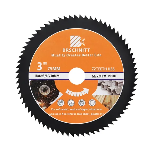 Miniatura 11 de Hoja de Sierra Circular HSS de 3 3/8 pulgadas - BRSCHNITT 44T Orificio de 3/5"-3/8" Discos de Corte para Cortar Madera, Cobre, Aluminio, Plástico