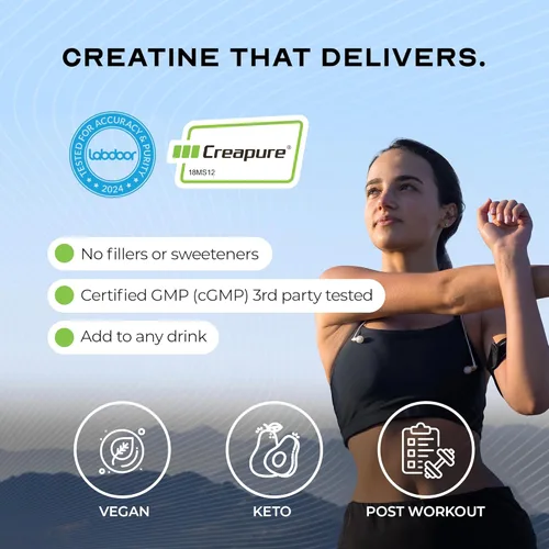 Miniatura 6 de Polvo de monohidrato de creatina Creapure, hecho por Muscle Feast Pre-entrenamiento o post-entrenamiento, premium Fácil de mezclar y sin gluten