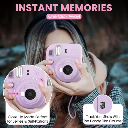 Miniatura 8 de Fujifilm Instax Mini 12 Cámara Instantánea Morado Lila + Funda de Diseño Personalizado Minimate + Película Fuji Instax 10 Hojas y Álbum de Fotos