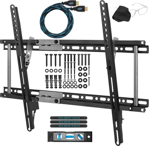 Cheetah - Soporte de pared para TV inclinable para televisores de 32 a 86 pulgadas, hasta 74.8 kg, VESA máximo de 600 x 400 mm, con cable HDMI de