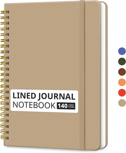 Miniatura 55 de Cuaderno rayado en espiral para mujeres y hombres, 140 páginas, cuaderno de tapa dura con rayas universitarias para trabajo y toma de notas, diarios