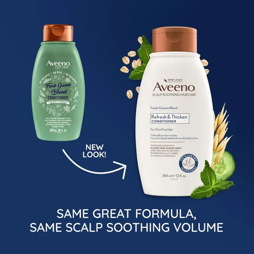Miniatura 2 de Aveeno Fresh Greens Blend Acondicionador voluminizador natural, pepino, romero, para cabello fino, 12 onzas líquidas