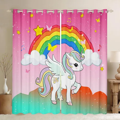 Miniatura 21 de Erosebridal - Paneles de cortina con notas musicales retro rotantes para ventana, cortinas estilo grunge de música rock para niños y adultos