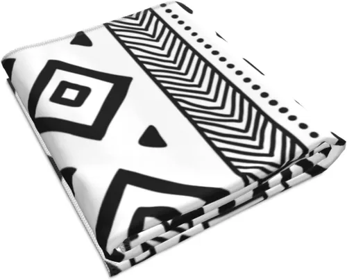 Miniatura 3 de Juego de 2 toallas de mano en blanco y negro para baño, estilo tribal nativo americano, azteca, étnico, bohemio, suave, absorbente, pequeña, toalla