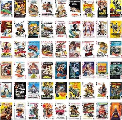 Miniatura 2 de CarSPLOITATION - Carsploitation - Cartas de póquer (54 cartas diferentes) Vintage Retro Car Crash Bikers Pósters de película de acción Películas