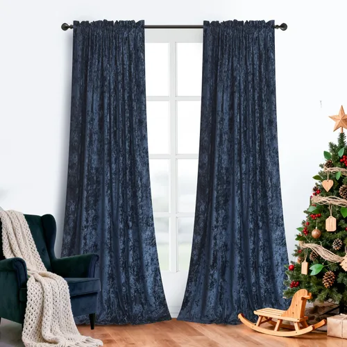Miniatura 14 de Cortinas de Terciopelo Chartreuse Aplastado de Lujo Juego de 2 Paneles - 84 pulgadas de Largo para Oscurecer la Habitación Cortinas de Terciopelo