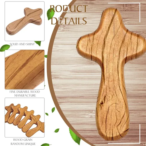 Miniatura 3 de 24 cruces de madera a granel, bolsillo de oración de mano, cruz de pino, pascua, cruz de mano, Jesús, aferrado, regalo religioso y cristiano
