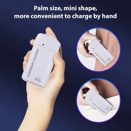 Miniatura 6 de Portable AA Battery Travel Charger Works for Samsung SM-G986ULBAXAA and Emergency Re-Charger with LED Light! (Takes 2 AA Batteries,USB-C) [White]