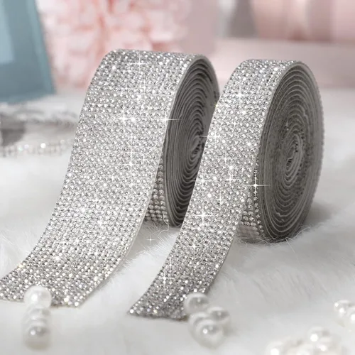 Miniatura 6 de Outus 5 rollos de cinta autoadhesiva de diamantes de imitación de cristal para manualidades con diamantes de imitación de 0.079 pulgadas (0.079 in)