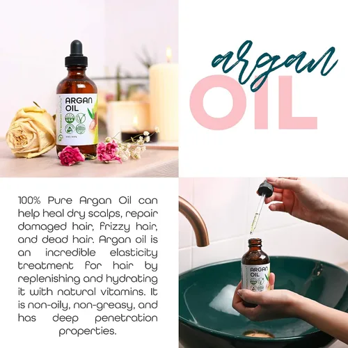 Miniatura 6 de Premium Nature Aceite de argán para el cabello, virgen, 100% puro, prensado en frío, aceite de argón para el cabello, estimula el crecimiento