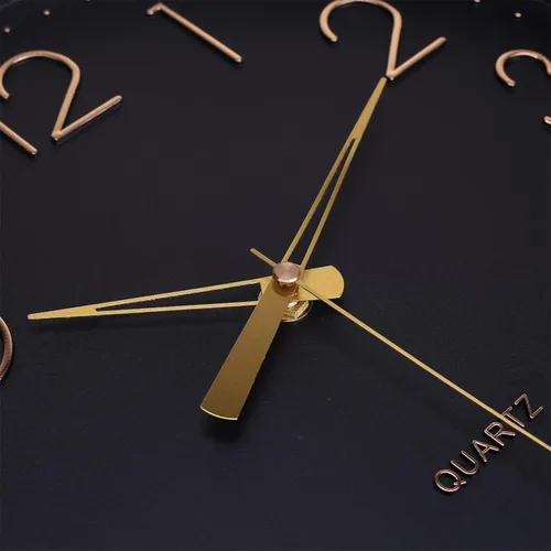 Miniatura 2 de Topkey Reloj de pared negro de 12 pulgadas, silencioso, sin tictac, reloj de pared redondo decorativo para sala de estar, dormitorio, cocina
