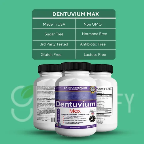 Miniatura 4 de Suplemento probiótico Dentuvium Max, 40 mil millones de UFC, apoya la salud digestiva de los dientes, encías, garganta, sin gluten, sin azúcar, sin