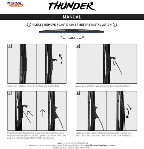 Miniatura 7 de Limpiaparabrisas híbridos Spearhead THUNDER de 24" + 21" con goma infundida de neopreno, supera a la silicona (par)