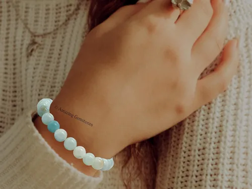 Miniatura 32 de Amazing Gemstone Pulsera de cristal para mujeres y hombres, pulsera de cristal curativo de protección, pulsera elástica con cuentas de piedras