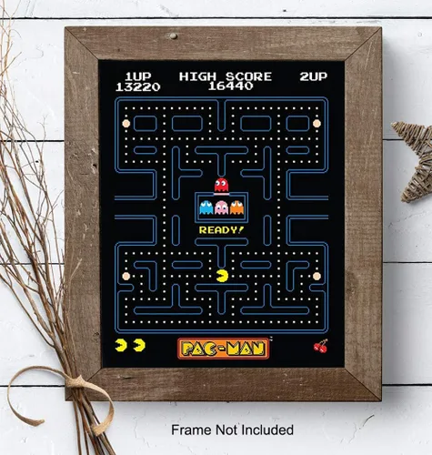 Miniatura 7 de YELLOWBIRD ART & DESIGN Pacman - Póster de juego de arcade, decoración de pared de 8 x 10 pulgadas, regalo único y genial para niños, hombres