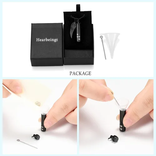 Miniatura 7 de Hearbeingt Collar de urna de cremación para cenizas para mascotas, medallón conmemorativo con estampado de patas, joyería de ceniza, colgante