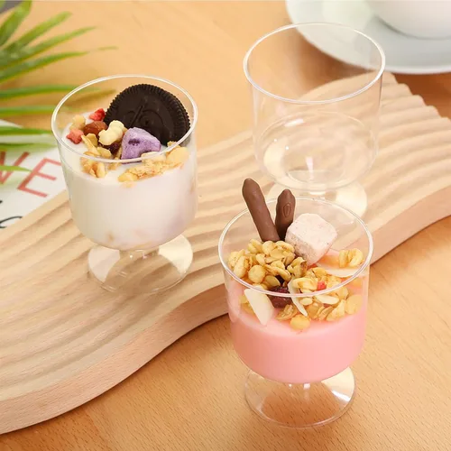 Miniatura 5 de Paquete de 100 tazas de postre de plástico transparente con cucharas, tazas de mousse de 2 onzas, tazas de parfait transparentes, tazas de postre