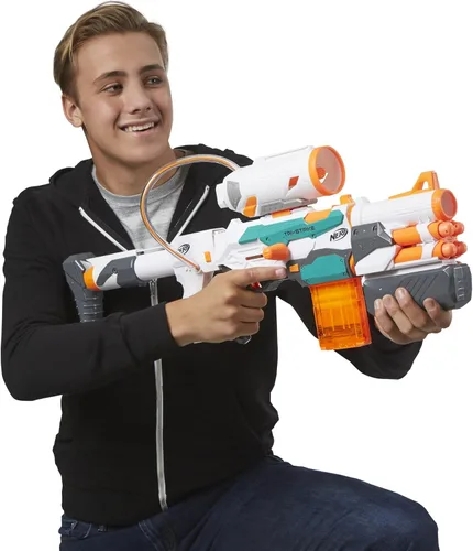 Miniatura 13 de Nerf Modulus Tri-Strike Blaster, Cañón Mega, Lanzacohetes, Cargador, 1 Cohete, Juegos al Aire Libre para Niños (Exclusivo de Amazon)