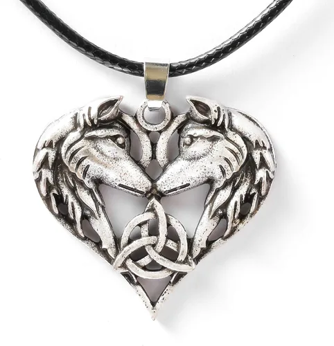 HAQUIL Viking Jewelry - Collar con colgante de cuero para parejas de lobo para hombres y mujeres, 19.7 pulgadas, Metal