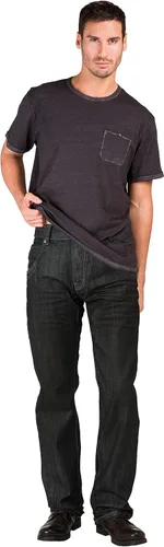 Miniatura 4 de Level 7 Jeans relajados y de pierna recta para hombre con corte de bota y bolsillo con cremallera