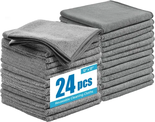 Miniatura 11 de Paño de limpieza de microfibra, paquete de 24, 12 x 12 pulgadas, varios colores Reutilizable Super Absorbente Suave Para La Cocina Casa Ventana